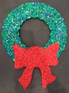 VINTAGE GESCHMOLZENER KUNSTSTOFF POPCORN WEIHNACHTSKRANZ DEKORATION TÜR NEU - Bild 1 von 4