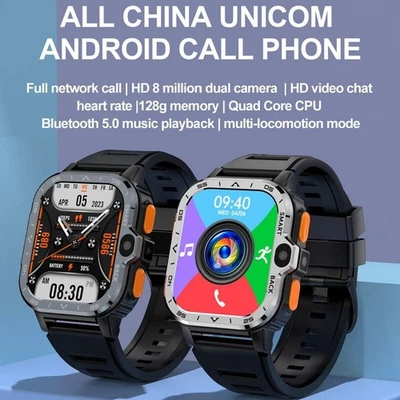2.03" Larger Screen 4G Smart Watch PGD 6GB+128GB Heart Rate Monitor Dual New - Image 1 of 4