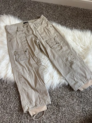 Vintage Armani Jeans Cargo Baggy Pants Womens Beige Size 26; IT 38  - Image 1 of 4