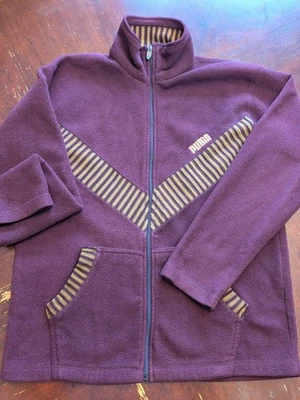 Vintage Puma Fleece Jacket Medium Purple Brown Striped Trim Y2K 2000s Retro - Image 1 of 4