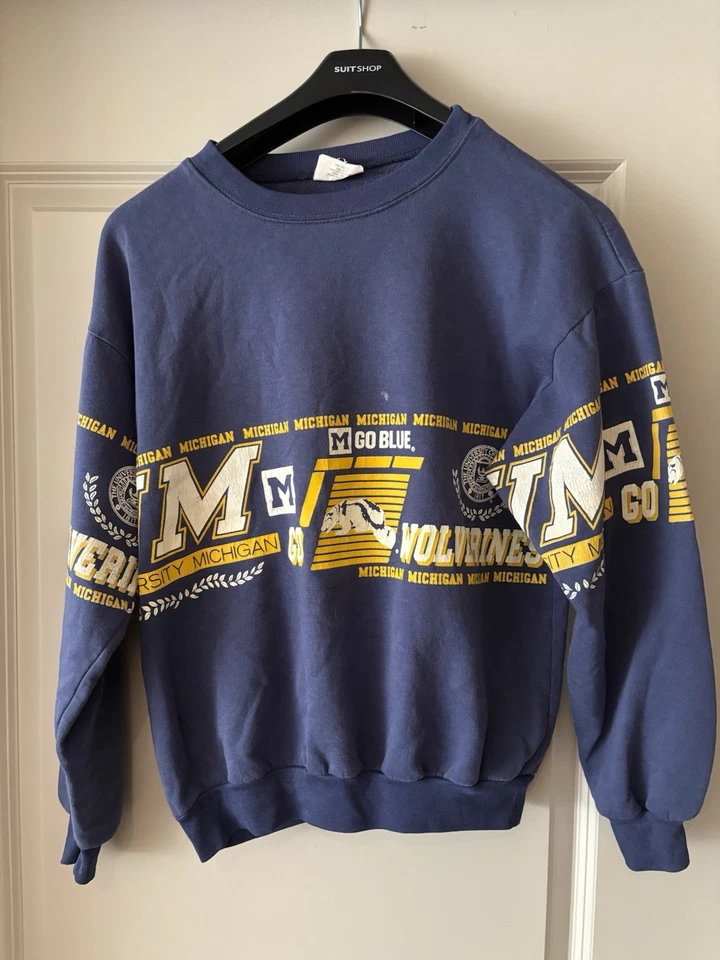 Sudadera vintage Michigan Wolverine, talla grande, azul marino Foto 1 de 4