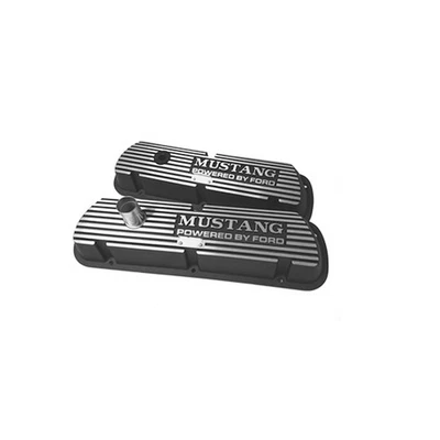 Cubiertas de válvula negras Scott Drake C5ZZ-6A582-A-B 1965-1973 SBF letras de bloque Foto 1 de 2