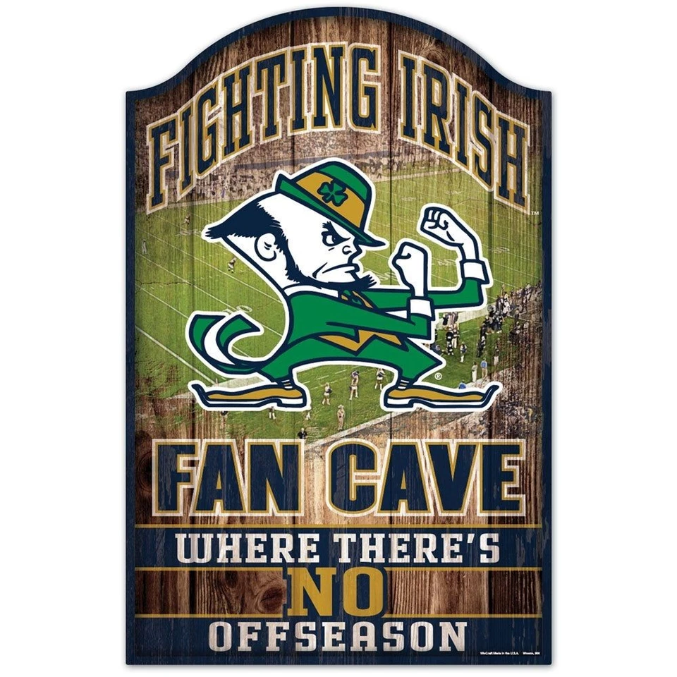 Notre Dame Fighting Irish Sign 11x17 Wood Fan Cave Design - Image 1 of 1