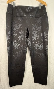 Weiche Umrandung Blumen Ton in Ton schwarz XL Ankle Leggings Schimmer Stretch - Bild 1 von 6