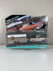 Maisto Design Square Body Truck 1987 Chevy 1500 & Car Trailer G25 - Picture 1 of 4