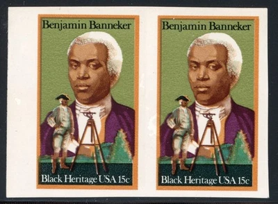 United States 1980 Benjamin Banneker Sc# 1804 RARE Imperforated Pair Mint XF NH - Image 1 of 2
