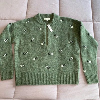 Suéter Madewell mistura de lã gola redonda quarto de zíper tamanho P novo com etiquetas $110 - Imagem 1 de 4