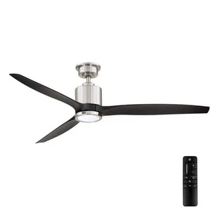 Home Decorators Collection Ceiling Fan W/Light And Remote 60" LED Brushed Nickel - Picture 1 of 2