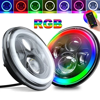 Farol de LED redondo 2X 7" polegadas 144W Hi/Lo feixe DRL para Jeep Wrangler JK LJ TJ CJ - Imagem 1 de 4