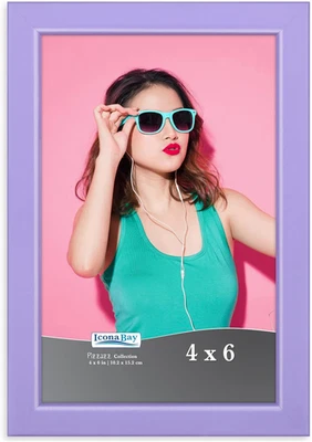 Marco de fotos 4X6, marco de madera maciza de color púrpura estilo escandinavo para foto, Foto 1 de 4