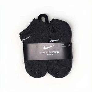 NEW 6 PAIR PACK KIDS NIKE CUSHIONED NO SHOW SOCKS 10C-3Y Black - Picture 1 of 3