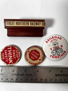 Vintage Eisenbahn Lot Great Northern Railway Co Stempel + 3 Union Knöpfe - Bild 1 von 13