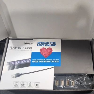 Sabrent 13 Port USB 2.0 Hub with Power Adapter and 2 Control Switches (HB-U14P) - Image 1 of 3