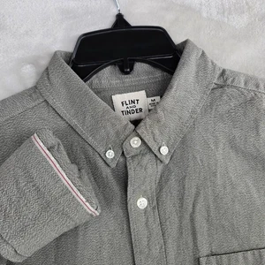 Flint and Tinder Selvedge Herren Medium Grau Button Down Langarm Hemd Neu - Bild 1 von 6