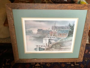 Gerahmtes "Morning Fog" Rick Burger signiert 72/450 Hummerboot Neu Eng. Waterfront - Bild 1 von 14