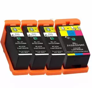 4 Pack New Ink Cartridges for Dell Series 21 22 23 24 V715w V515w P513w P713w - Picture 1 of 4