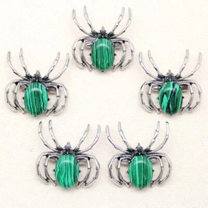 10 piezas Colgantes Araña Piedra Malaquita Artificial Broche Chakra Reiki Sanación  - Imagen 1 de 3