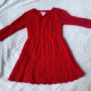 3t Girls Cat & Jack Red Knit sweater dress sparkle holiday festive - Picture 1 of 4