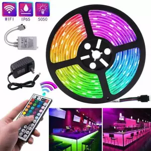 5M RGB 5050 Waterproof LED Strip light SMD 44 Key US Remote 12V Power Full Kit - Picture 1 of 12