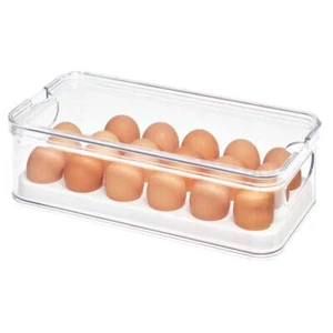Stackable Refrigerator and Pantry Egg Storage Bin, Clear and White - Picture 1 of 6