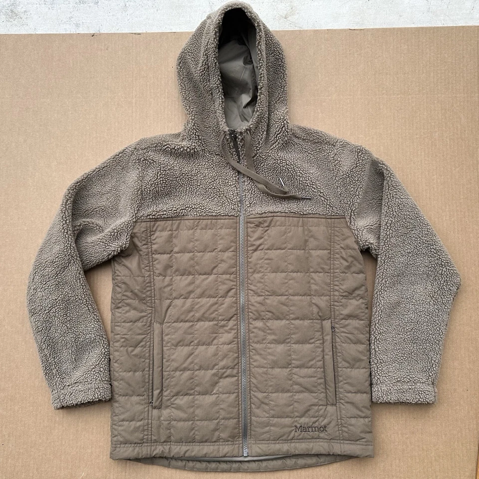 Chaqueta Marmot Half Sherpa Acolchada Aislada Cremallera Completa Abrigo Gris Para Hombre Mediano Foto 1 de 4