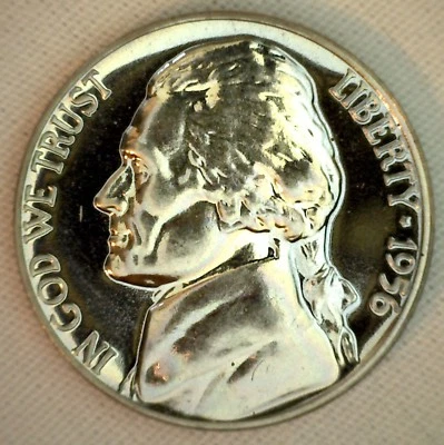 1956 Proof Jefferson Nickel 5c Five Cent Coin USA 5 Cents - Image 1 of 2