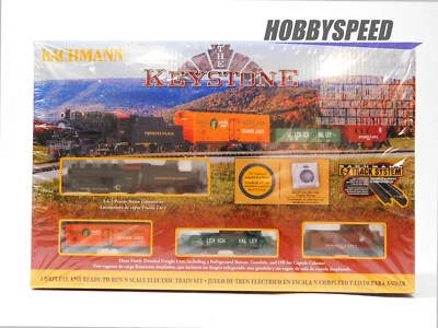 BACHMANN N SCALE PENNSYLVANIA THE KEYSTONE STEAM FREIGHT TRAIN SET BAC24029 NEW - Image 1 of 3