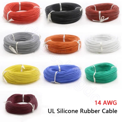 14 AWG Silicone Rubber Cable UL Tinned Copper Flexible Wire HIGH TEMP 200℃ 600V - Image 1 of 4