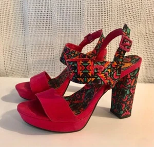 Rocket dog pink floral y2k style chunky heels with straps - Picture 1 of 8
