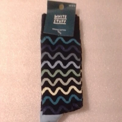 White Stuff Organic Cotton Squiggle Wave Ankle Socks Size 10-12 (EU 43-45) - Image 1 of 4