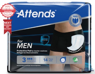 14 x Attends For Men Level 3 Protective Pads - Incontinence Pads - 1 Pack of 14