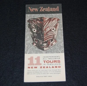 Vintage 1961 Brochure 11 Fabulous New Zealand Tours with Maori Carving on Cover - Picture 1 of 5