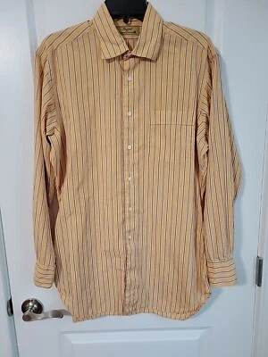 Innocenti Oro Tom James 手工定制橙色条纹正装衬衫无标签 — 第 1/4 张图片