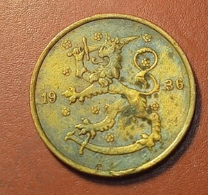 *Finland * 5  penniä *  1936 *  Copper  * Condition 1+ - Picture 1 of 2