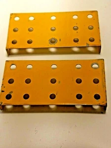 Gilbert Erector Set Part MC :1" X 2 1/2" Yellow Base Plates: Round Corner: 2 - Picture 1 of 2