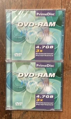 2x PrimeDisc DVD-RAM Rohlinge 4.7 GB - Neu & Verschweißt - Bild 1 von 4