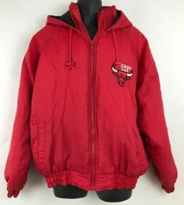 Vintage 90’s Chicago Bulls NBA Winter Jacket With Hood By Fans Gear Size Large - Picture 1 of 9