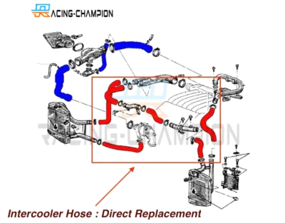 For Mitsubishi GTO 3000GT Dodge Stealth 24V V6 twin turbo Intercooler Hose - Image 1 of 4