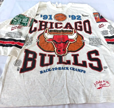 LONG GOE 92 Chicago Bulls NBA WORLD CHAMPS Camiseta Michael Jordan Puntada Única Foto 1 de 4