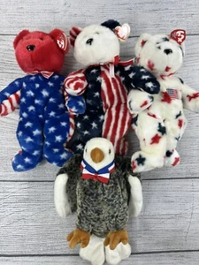 Vintage TY Beanie Buddies Sammlung Konvolut American Flag Patriotic Teddy Bear - Bild 1 von 13