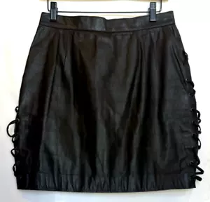 EasyRiders Genuine Leather Mini Skirt Small Black Biker Lace-up Sides Sexy Edgy - Picture 1 of 15