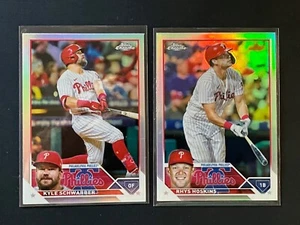 2023 Topps Chrome Refractor Kyle Schwarber Rhys Hoskins Philadelphia Phillies - Picture 1 of 1