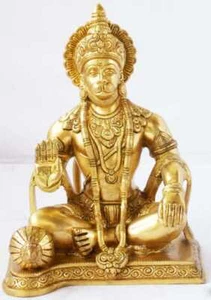 Lord Hanuman Ji Brass Statue Bajrangbali Mahabir Idol Hindu Deity Figurine 9.5" - Picture 1 of 4