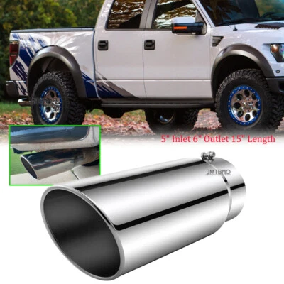 5" Inlet 6" Outlet 15" Length Exhaust Tip Stainless For Ford F-150 F-250 F-350 - Image 1 of 4