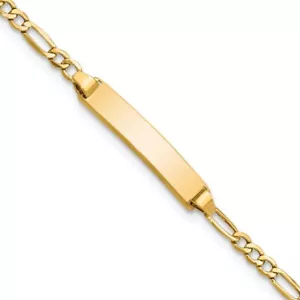 10k Yellow Gold Semi-solid Figaro Link ID Bracelet for Women 7" 1.5 gram - Picture 1 of 4