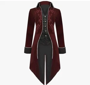 Mens Medieval Steampunk Gothic Tailcoat Velvet Victorian Frock Halloween Costume - Picture 1 of 6