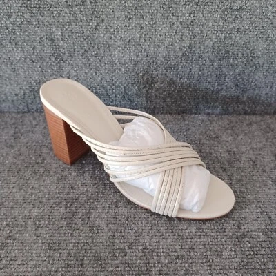 Женские кожаные сандалии Schutz модель Evangeline размер 9 на блочном каблуке цвет жемчуг - Изображение 1 из 4