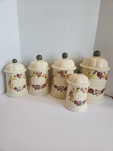 Vintage Keramik Kanister Set 5 Stück Set Obst handbemalt siehe Bilder/Beschreibung - Bild 1 von 21