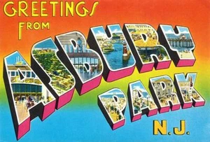 Greetings From Asbury Park, New Jersey #2 - 1930's - Vintage Postcard Magnet - Picture 1 of 2