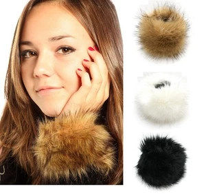 MUJER DAMA UN PAR PUÑOS PULSERA DE LUJO PIEL SINTÉTICA INVIERNO PIELES PUÑO PULSERA - Imagen 1 de 7